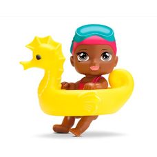 Boneca Belatrix Baby Acqua Negra Touca Óculos Bóia - Silmar Brinquedos