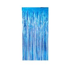 Cortina Metalizada Azul 100x200cm - Silver Festas