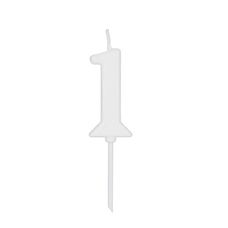 Vela de Aniversário Pick Branca Número 1 - Silver Festas