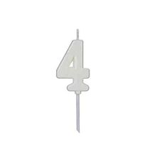 Vela de Aniversário Pick Branca Número 4 - Silver Festas