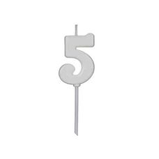 Vela de Aniversário Pick Branca Número 5 - Silver Festas