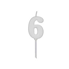 Vela de Aniversário Pick Branca Número 6 - Silver Festas