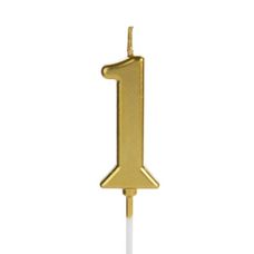 Vela de Aniversário Pick Dourada Número 1 - Silver Festas