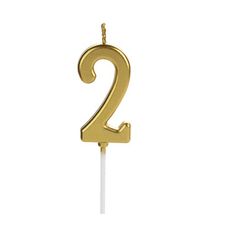 Vela de Aniversário Pick Dourada Número 2 - Silver Festas