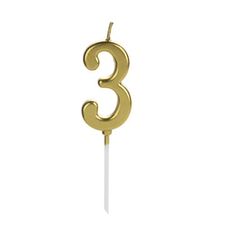 Vela de Aniversário Pick Dourada Número 3 - Silver Festas