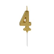 Vela de Aniversário Pick Dourada Número 4 - Silver Festas