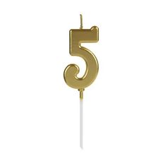 Vela de Aniversário Pick Dourada Número 5 - Silver Festas