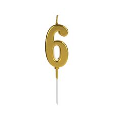 Vela de Aniversário Pick Dourada Número 6 - Silver Festas