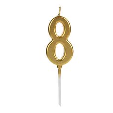 Vela de Aniversário Pick Dourada Número 8 - Silver Festas