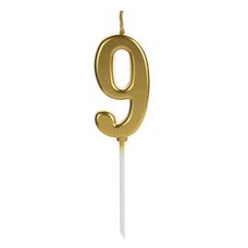 Vela de Aniversário Pick Dourada Número 9 - Silver Festas