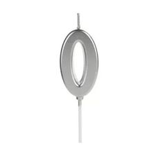 Vela de Aniversário Pick Prata Número 0 - Silver Festas