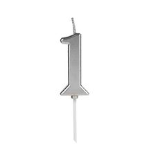 Vela de Aniversário Pick Prata Número 1 - Silver Festas