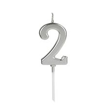 Vela de Aniversário Pick Prata Número 2 - Silver Festas