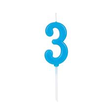 Vela de Aniversário Pick Azul Número 3 - Silver Festas