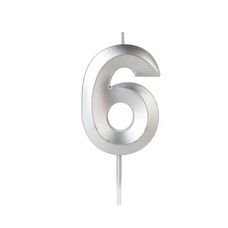 Vela Design Prata Número 6 - Silver Festas