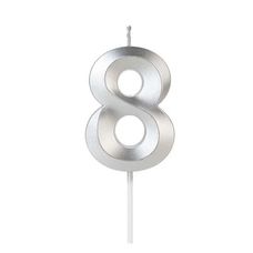 Vela Design Prata Número 8 - Silver Festas