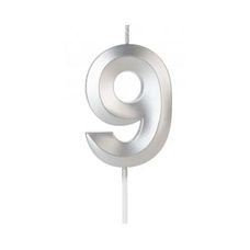 Vela Design Prata Número 9 - Silver Festas