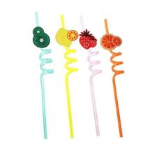Canudo Divertido Frutas Com 4 Unidades - Silver Festas