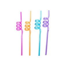 Canudo Espiral Rigido Cores Diversas Com 4 Unidades - Silver Festas