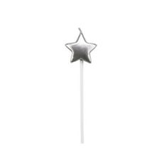 Vela Estrela Prata Com 4 Unidades - Silver Festas
