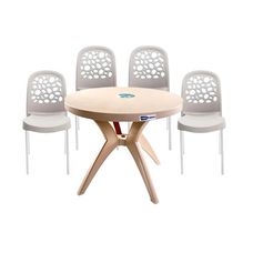 Conjunto de Mesa com 4 Cadeiras Deluxe X Bege Natural - Forte Plástico