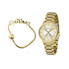 Kit Relógio Lince Feminino Dourado LRGH144L KY34C1KX