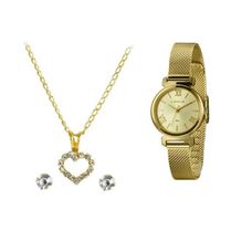 Kit Relógio Lince Feminino Dourado LRGH178L28 K04PC3KX
