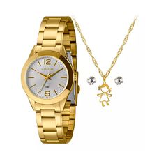 Kit Relógio Lince Feminino Dourado LRG4744L34 K01VS2KX