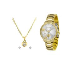 Kit Relógio Lince Feminino Dourado LRGH078L KV25C1KX