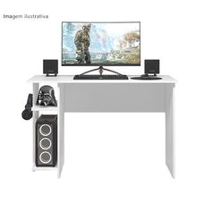 Mesa Para Computador Gamer 3875 Branco - Qmovi