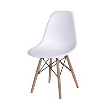 Cadeira DKR Polipropileno Branco Com Base Madeira - OR Design