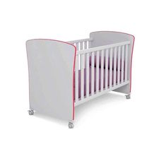 Berço Mini Cama Com Perfil e Rodas Doce Sonho Rosa/Branco - Qmovi
