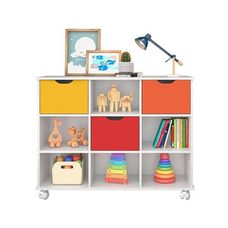 Nicho Organizador Multifuncional Branco Com Rodízios e 3 Gavetas Coloridas - Qmovi