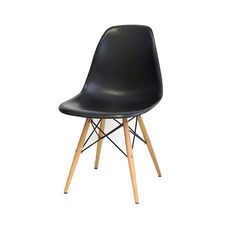 Cadeira DKR Polipropileno Preto Com Base Madeira - OR Design