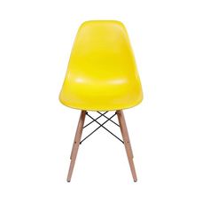Cadeira DKR Polipropileno Amarelo Com Base Madeira - OR Design