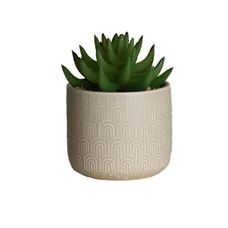 Vaso de Suculenta Artificial Cerâmica 7x10cm Cinza - Paramount