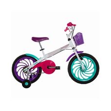 Bicicleta Infantil Caloi Aro 16 Ceci Com Rodinhas e Cesta Branco