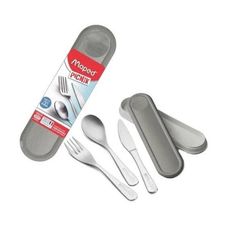 KIT TALHERES PICNIK CONCEPT ADULT ESTOJO COM GARFO FACA E COLHER CINZA