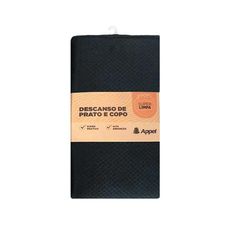 Descanso de Prato e Copo 23x46cm Jacquard Superlimpa Preto - Appel
