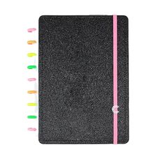 CADERNO LETS GLITTER NEON BLACK MEDIO