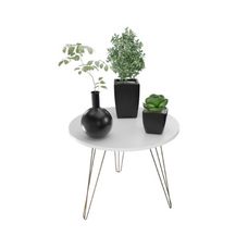 Mesa Lateral Tripé Baixa Branco/Dourado - Dicarlo