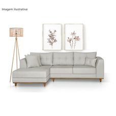 Sofá Com Chaise Versalhes Linen Marrom - Modelar Estofados