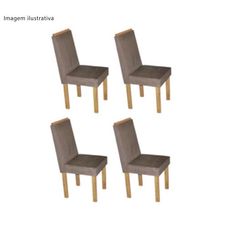 Conjunto Com 4 Cadeiras Avila Com Aplique Animale Camurça Naturalle - Móveis São Carlos