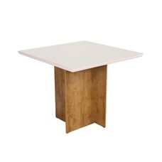 Mesa de Jantar Quadrada Júlia Com Tampo Vidro Naturalle/Off White - Móveis São Carlos
