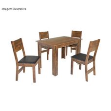 Conjunto de Mesa Retangular Milena Fosco Com 04 Cadeiras Bagum Preto Naturalle - Móveis São Carlos
