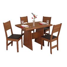 Conjunto de Mesa Retangular Destak Com 04 Cadeiras Milena Fosco Bagum Preto Naturalle - Móveis São Carlos