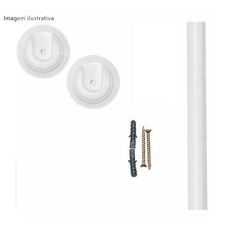 Kit Varão Box com Roseta Branco 19mm 2,00m Bella Arte