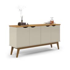 Buffet Prism 4 Portas Off White/Cinamomo - Patrimar Móveis