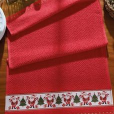 Pano de Copa Para Bordar Jacquard Vida Natal Papai Noel Vermelho 45x70cm - Dohler