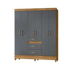 Guarda Roupa 6 Portas 3 Gavetas Itatiba Freijó/Cinza - Moval